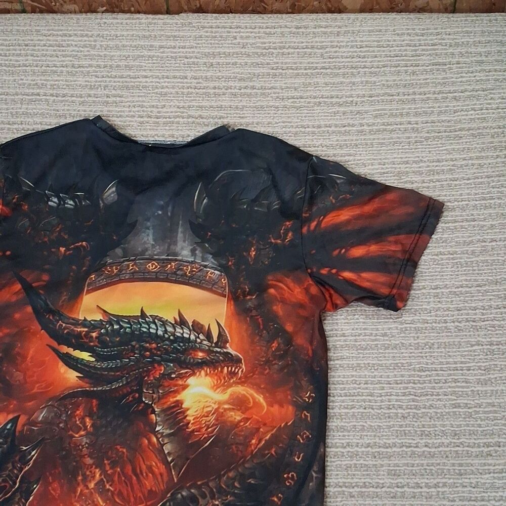 FIRE DRAGON GRAPHIC ALL OVER PRINT T SHIRT MEN SHORT SLEEVE ATHLETIC MESH TOP - Picture 15 of 15